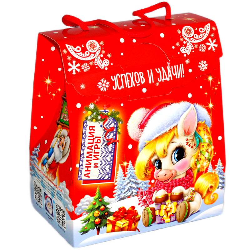 Детский подарок на Новый Год в картонной упаковке весом 370 грамм